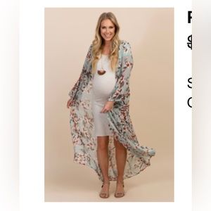 PinkBlush Light Olive Floral Long Maternity Cover Up